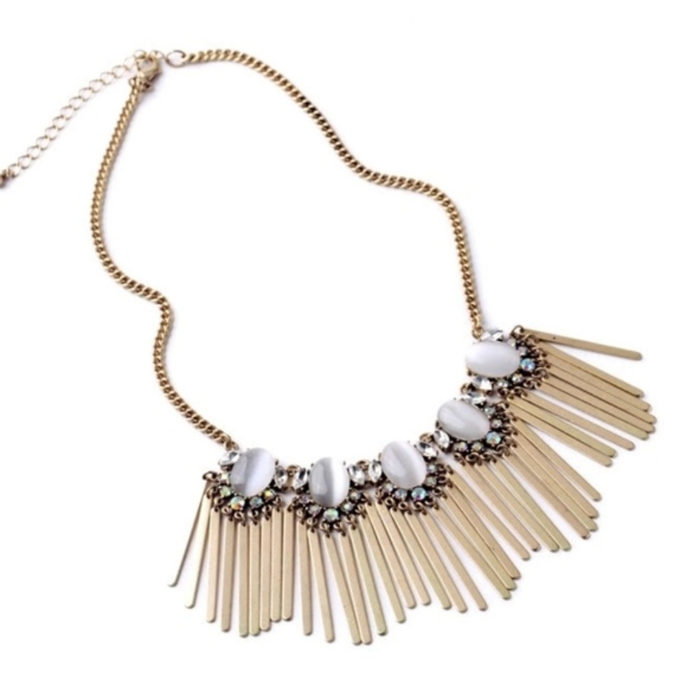 New Gold Crystal Fringe Tassel Adjustable Necklace